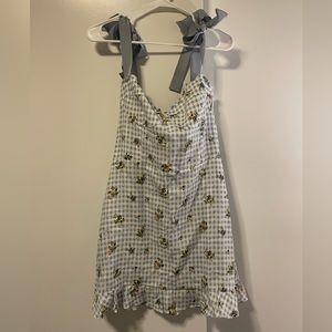 Reformation Gray and Yellow Floral Mini Dress